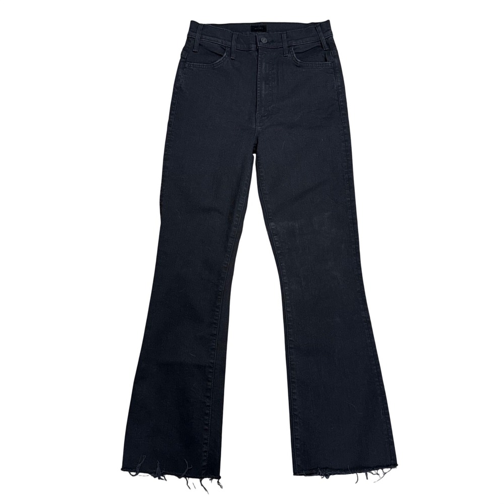 MOTHER The Hustler Ankle Fray Jeans Women 27 Black Excellent Not Guilty Flare